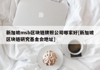 新加坡msb区块链牌照公司哪家好[新加坡区块链研究基金会地址]